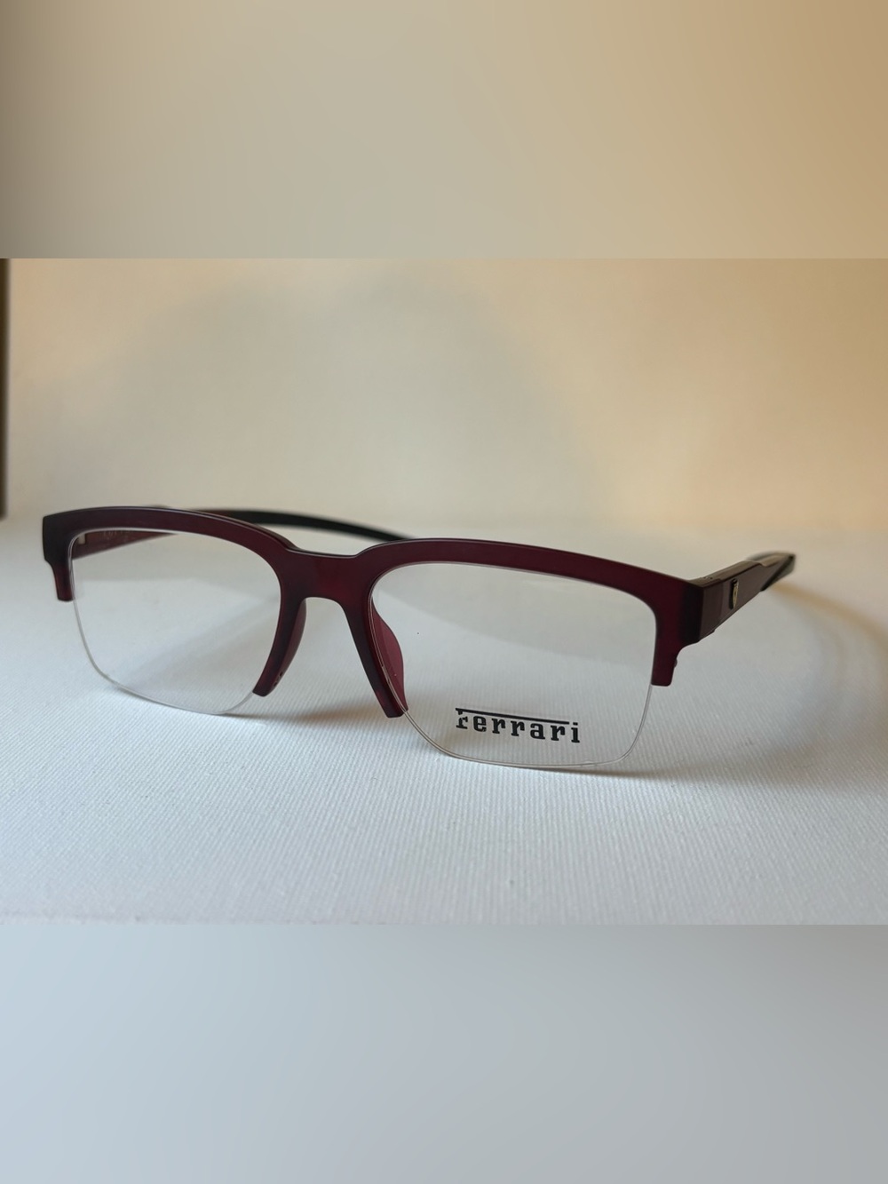 Ferrari Men's Half-Rim Glasses in Burgundy and Black